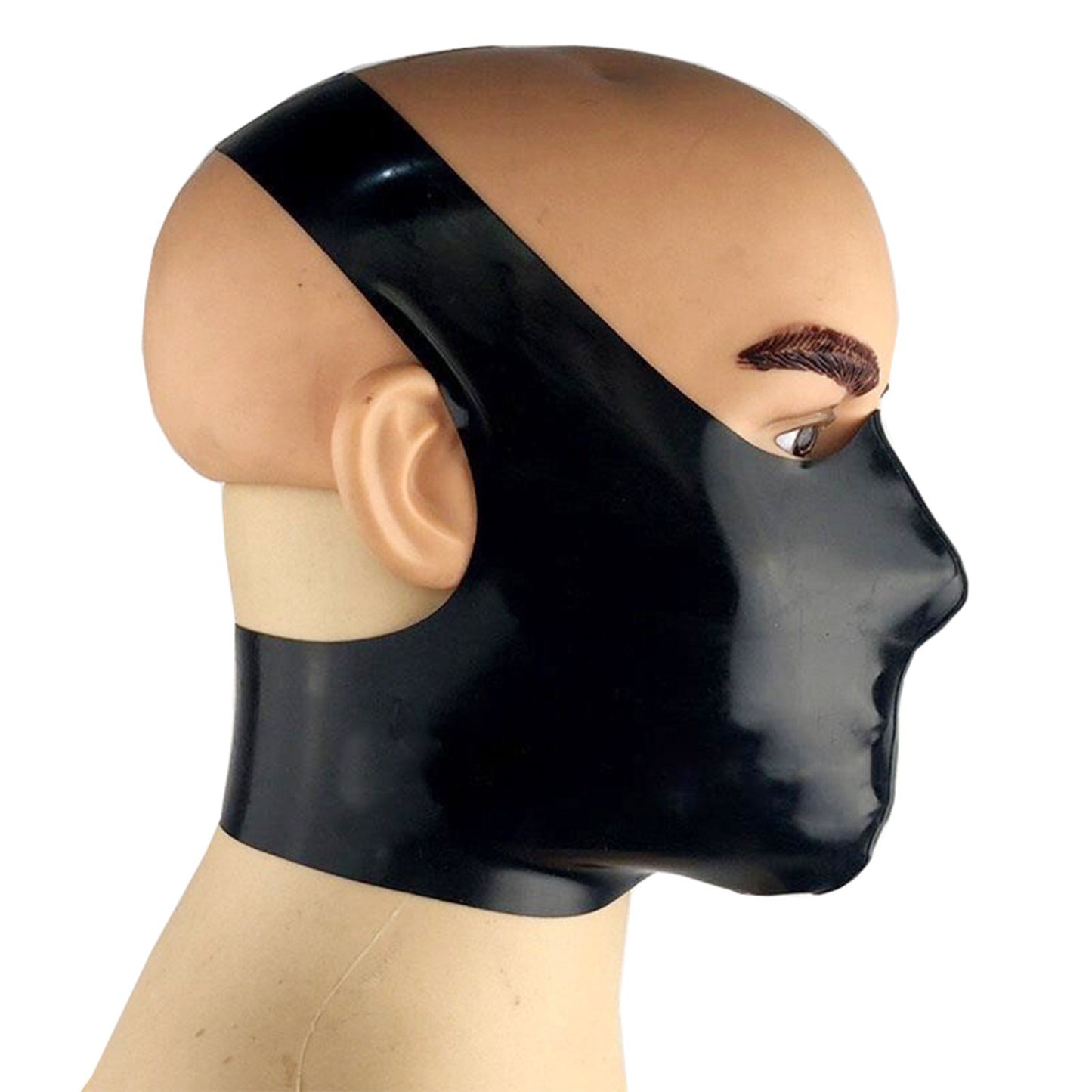 Unisex Black Half-Face Handcrafted Latex Hood Mask