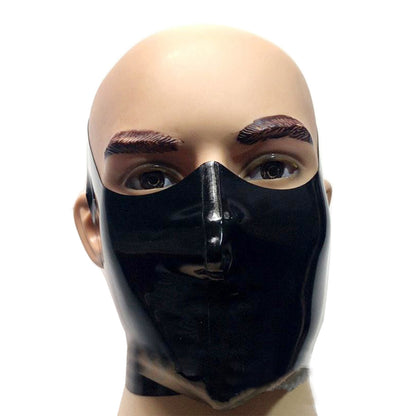 Unisex Black Half-Face Handcrafted Latex Hood Mask