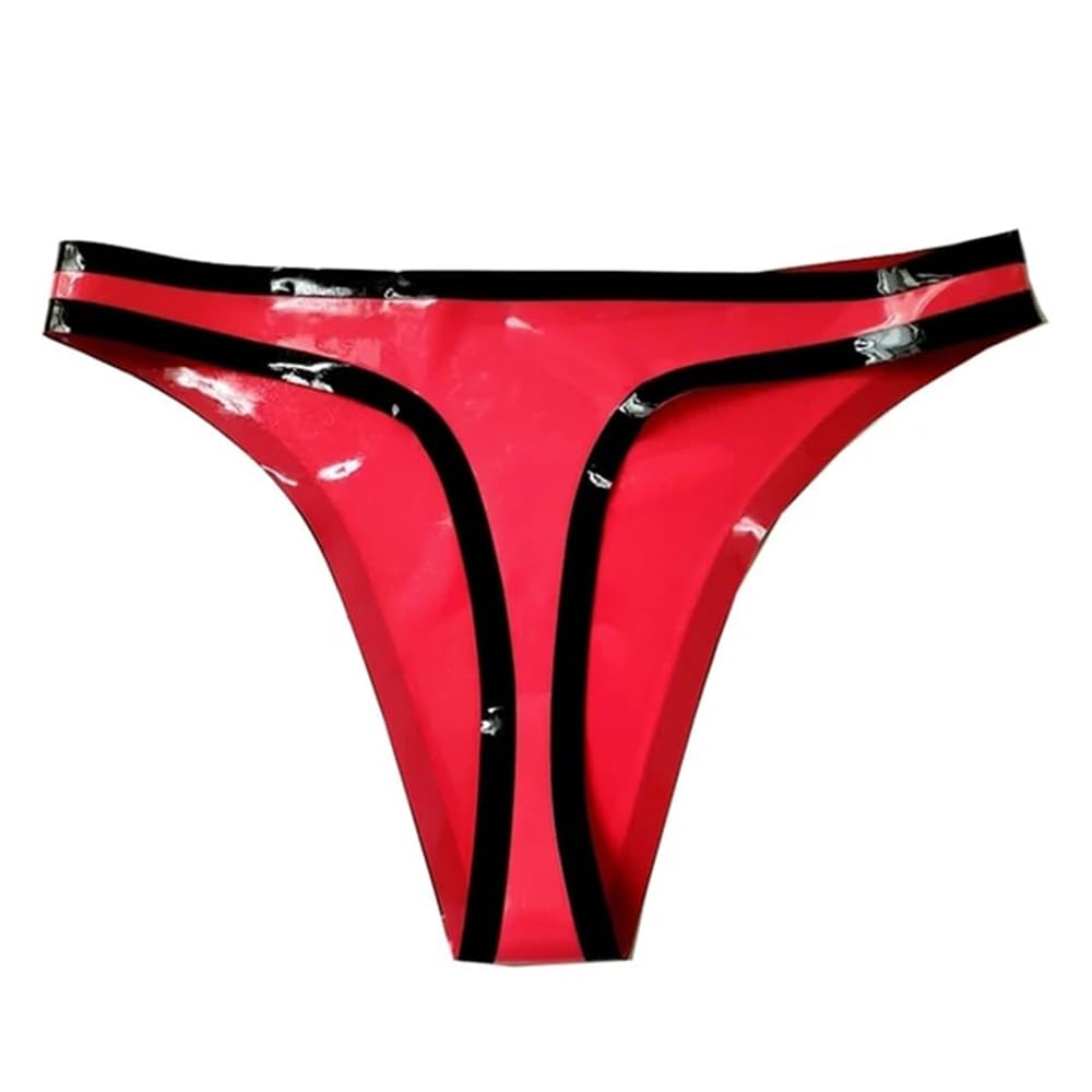 Red Latex Briefs for Women,Rubber Female Shorts G-String Thong