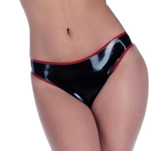 Black Latex Briefs for Women,Rubber Female Shorts G-String Thong