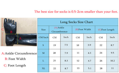 Black Latex Toe-Covering Knee-High Socks