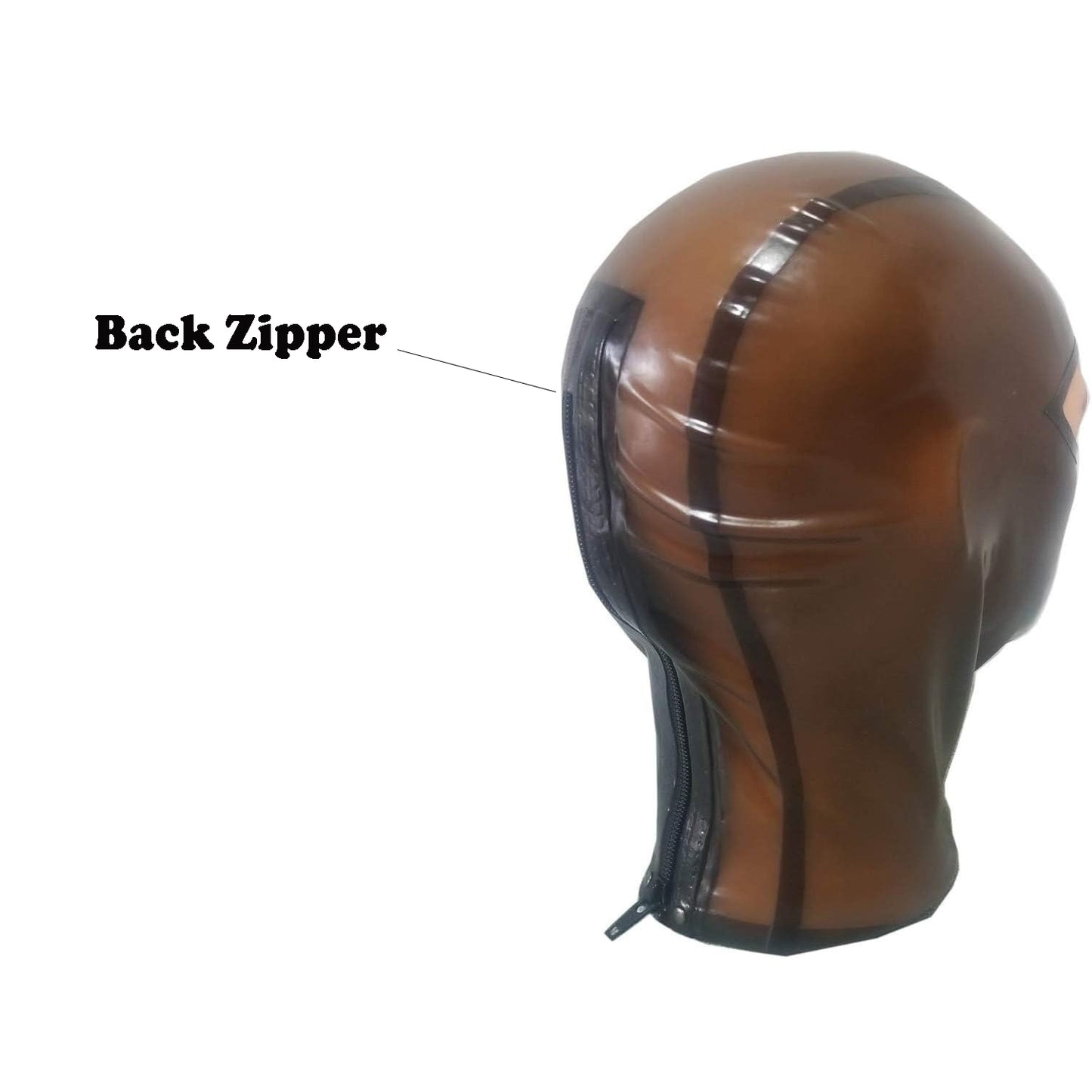 Transparent Black Latex Hood Mask,Natural Rubber Hood with Back Zipper