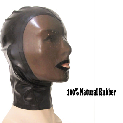 Latex Hood mask,Rubber Hood Face Transparent Black