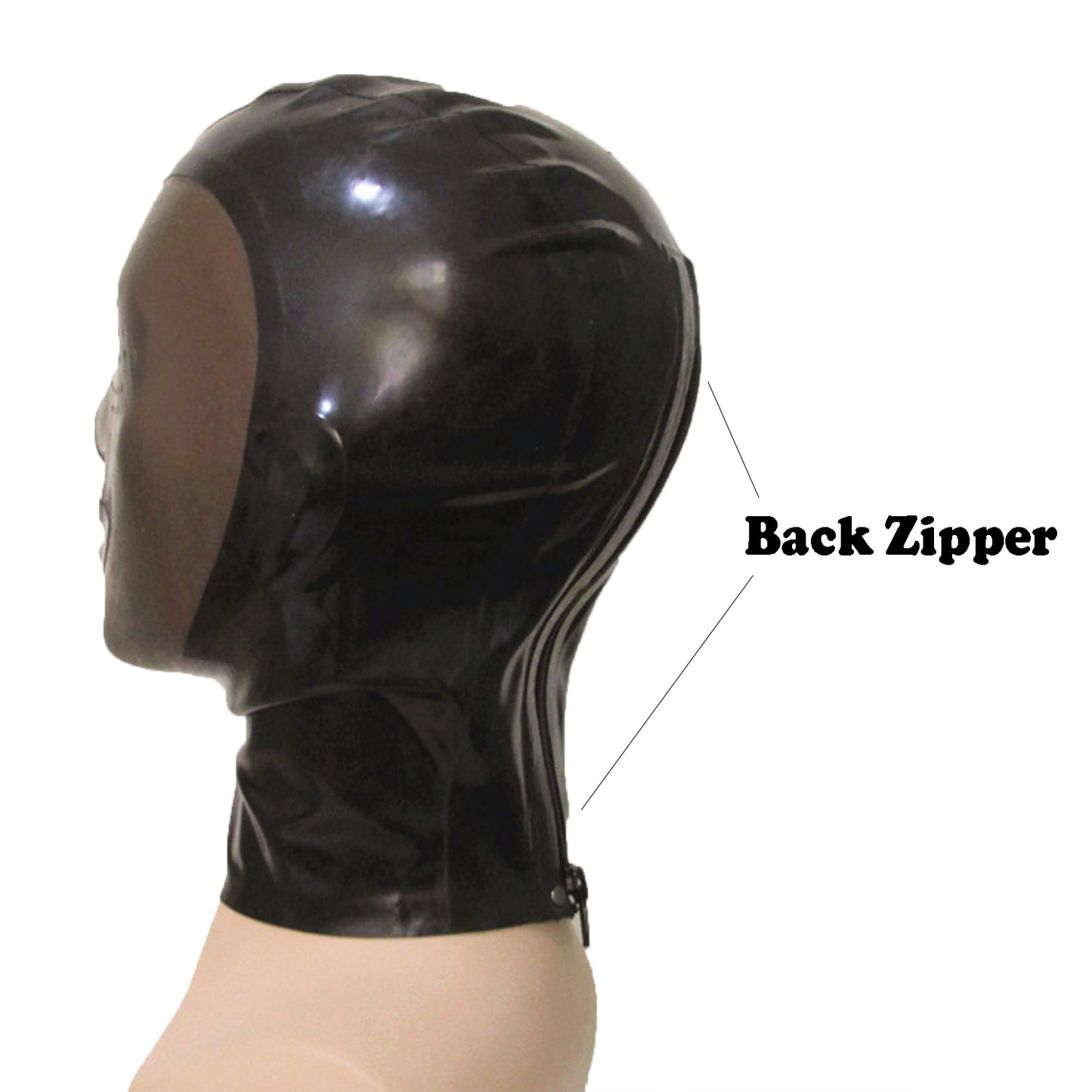 Latex Hood mask,Rubber Hood Face Transparent Black