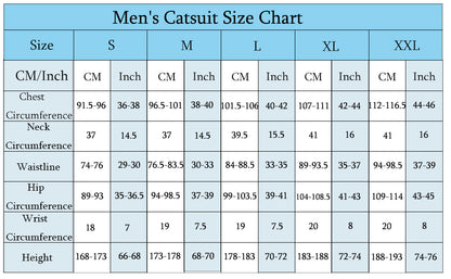 Men Black Front Zip Latex Catsuit Bodysuit